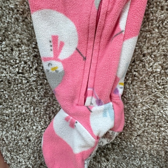 Carter’s Baby Girl Pink Snowman Footed Sleeper Pajamas - Size 12 Months - Picture 4 of 7